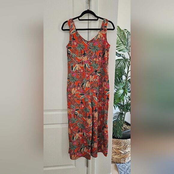 Tropical Print Sleeveless Jumpsuit - Picture 7 of 7